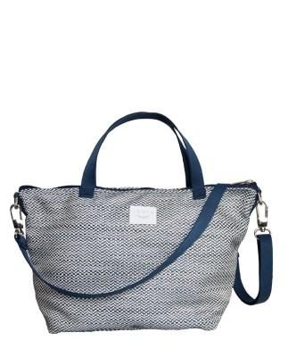 Bolso de mano y bandolera tamaño medio en color azul, azul marino. Diseño innovador