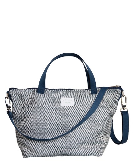 Bolso de mano y bandolera tamaño medio en color azul, azul marino. Diseño innovador