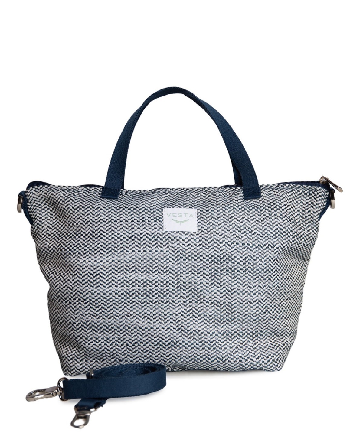Bolso de mano y bandolera tamaño medio en color azul, azul marino. Diseño innovador Bolso de mano y bandolera tamaño medio en color azul, azul marino. Diseño innovador