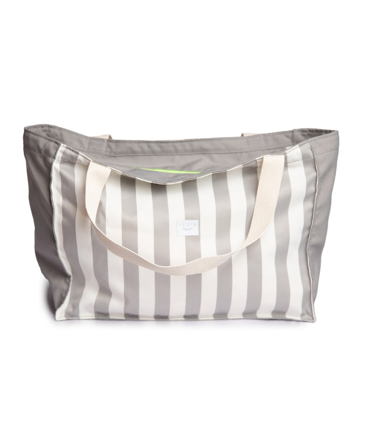 Bolso o Maxi bolsa de tela repelente al agua y gran capacidad. Color gris a rayas. Cremallera fluor Bolso o Maxi bolsa de tela repelente al agua y gran capacidad. Color gris a rayas. Cremallera fluor