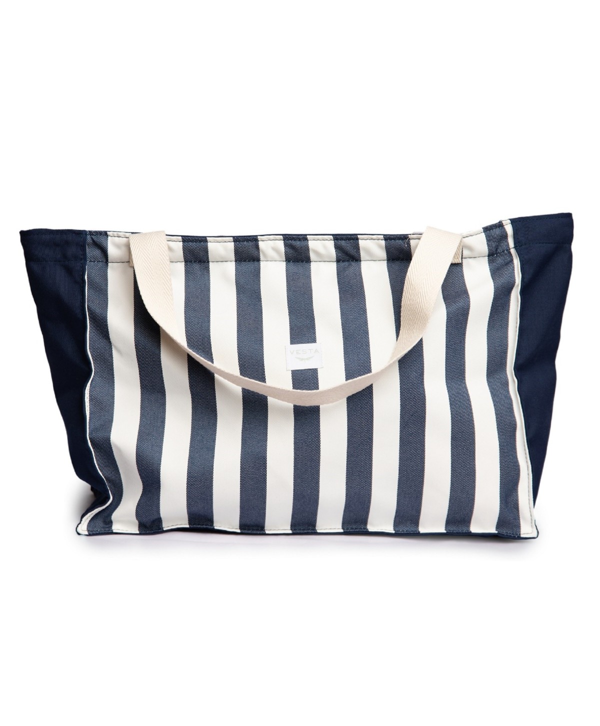 Bolso o Maxi bolsa de tela repelente al agua y gran capacidad. Color azul marino a rayas. Cremallera fluor Bolso o Maxi bolsa de tela repelente al agua y gran capacidad. Color azul marino a rayas. Cremallera fluor