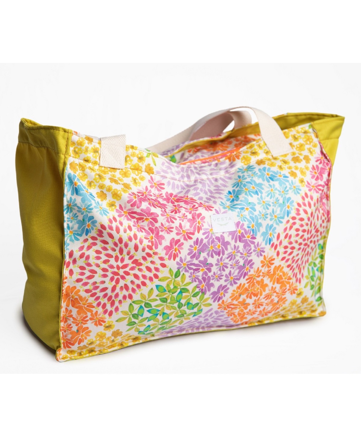Bolso o Maxi bolsa de tela repelente al agua y gran capacidad. Color estampado de flores. Cremallera fluor Bolso o Maxi bolsa de tela repelente al agua y gran capacidad. Color estampado de flores. Cremallera fluor